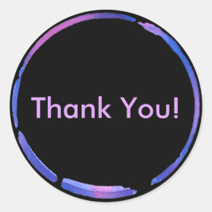 Adesivo Anel de néon da pintura da aguarela, obrigado