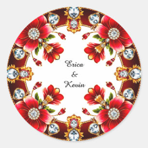 Adesivo Anel de Noiva Floral de Diamante Elegante