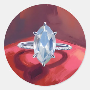 Adesivo Anel de Noivado com Diamante Marquise Aquarela Ver