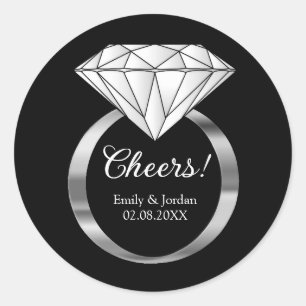 Adesivo Anel de Noivado Diamante Cheers com Texto Personal
