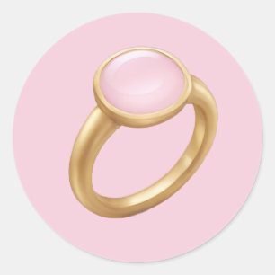 Adesivo Anel de Ouro com Arte de Emoji de Gema Rosa
