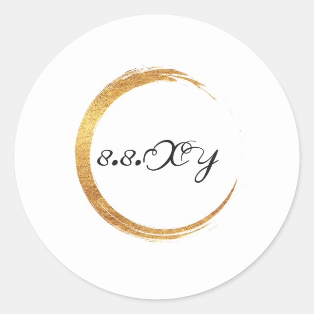 Adesivo Anel Dourado Branco Preto Mínimo Salve A Data (Frente)