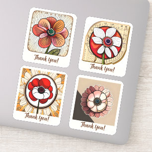 Adesivo Anemone Flowers Groovy Retro Personalizado