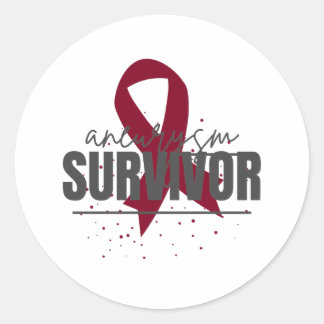 Adesivo Aneurysm Survivor Sticker with Burgundy Ribbon