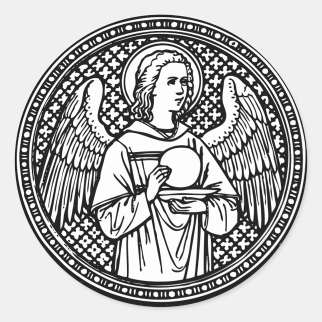 Adesivo Angel Black and White com católico religioso anfit (Frente)