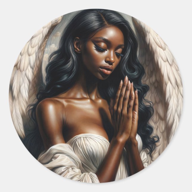 Adesivo Angel Black Woman Rezando Pintura (Frente)