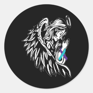 Adesivo Angel Detém Teal Purple Ribbon Prevenção Suicídio