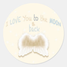 Angel Wings Round Sticker, brilhante