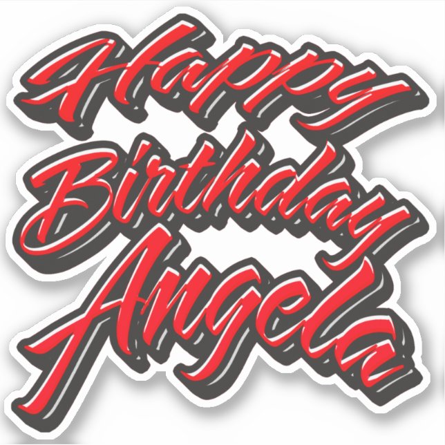 Adesivo Angela Name Vorname red Sticker Geburtstag (Frente)