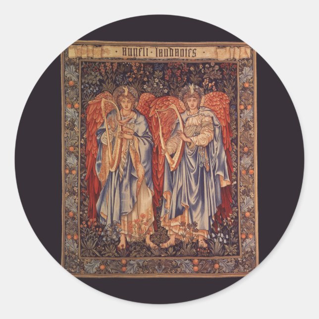 Adesivo Angeli Laudantes por Sir Edward Coley Burne Jones (Frente)