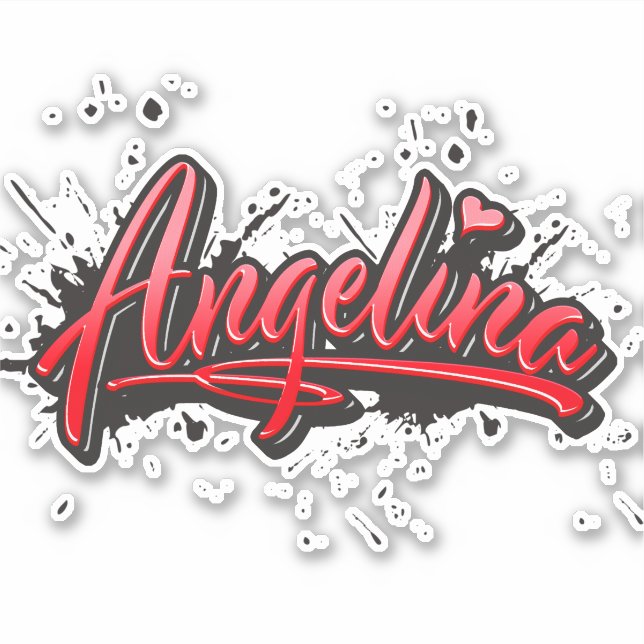 Adesivo Angelina red Heart Graffiti Aufkleber Sticker (Frente)