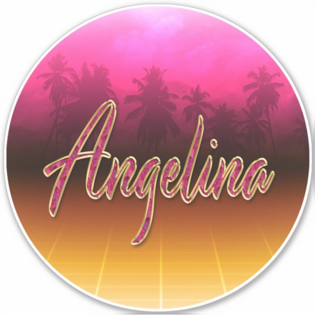 Adesivo Angelina Vorname Name pink Aufkleber Sticker (Frente)