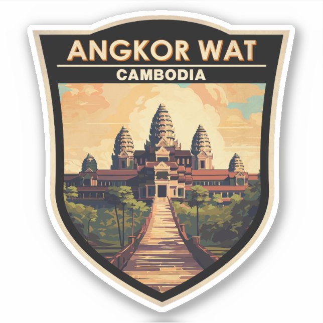 Adesivo Angkor Wat Cambodia Viagem Art Vintage (Frente)