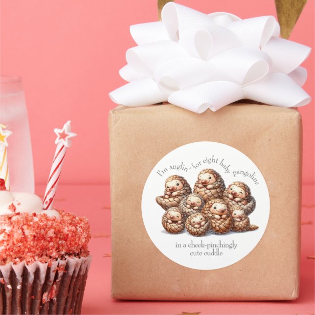 Adesivo Anglin Adorável para Pangolins Cudling de 8 Cute (Festa)