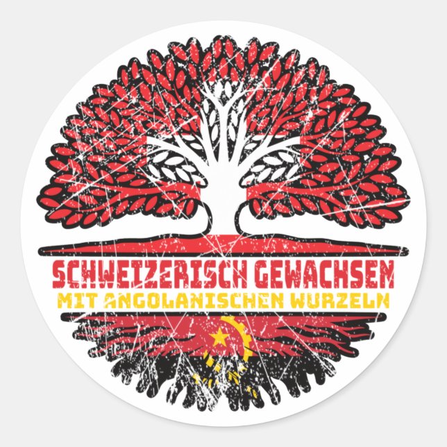 Adesivo Angola - Schweizer Schweiz Baum Wurzel (Frente)