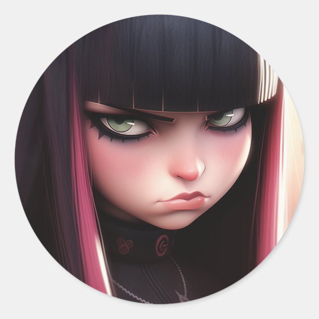 Adesivo Angry Punk Rocker Girl (Frente)