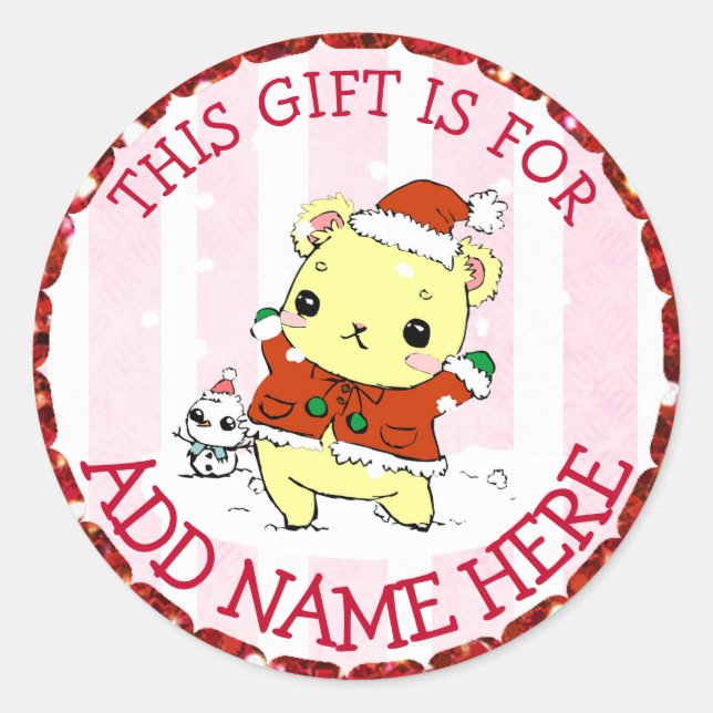 Adesivo Animação de Feriado Fresco Personalizado com Etiqu (Frente)