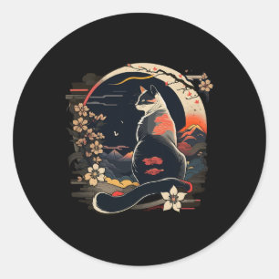 Adesivo Animação de Gato Kawaii Homens Retro Japoneses Mul