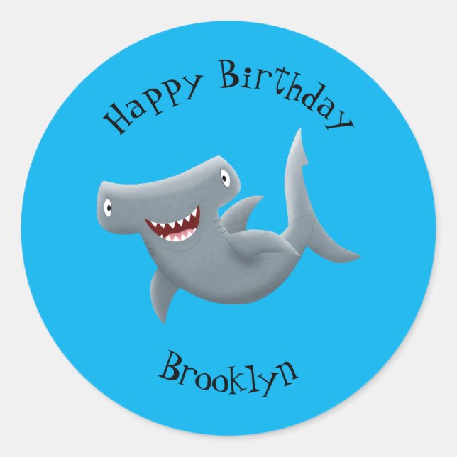 Adesivo Animação engraçada de tubarão Hammerhead (Frente)