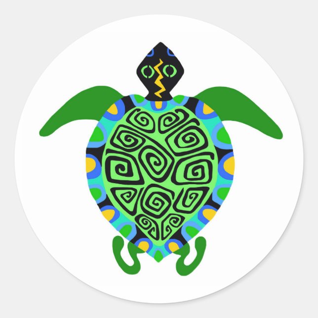 Adesivo Animais ameaçados - Mar TURTLE - Guerreiro da vida (Frente)
