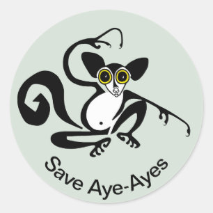 Adesivo Animais ameaçados - Save AYE-AYES - Primate - limu