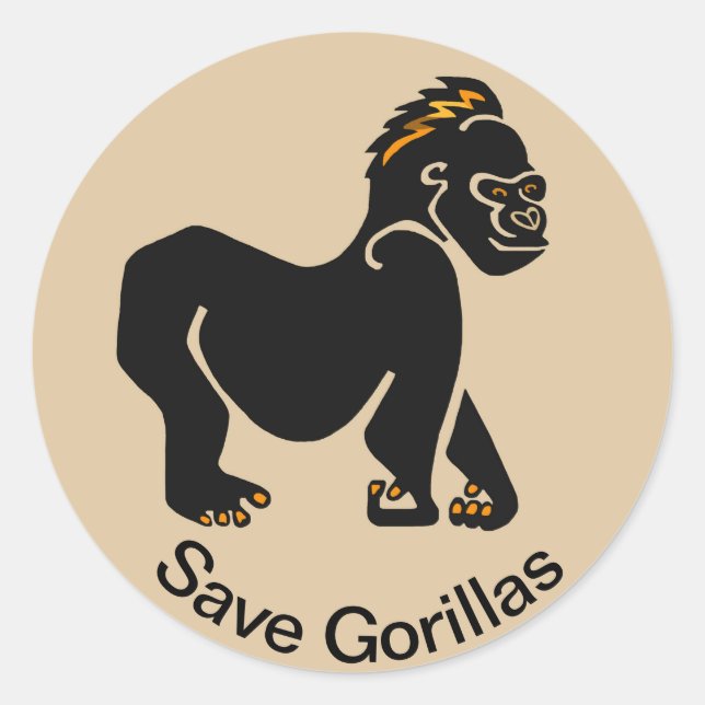Adesivo Animais ameaçados - Save GORILAS-Wildlife - Africa (Frente)