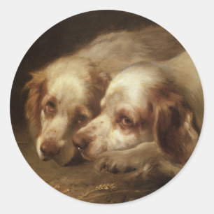 Adesivo Animais Antigos, Cachorrinhos Spaniel de Estimação
