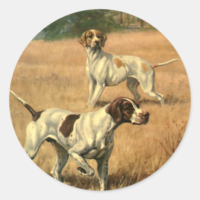 Adesivo Animais Antigos, Cães de Caça Pointer Inglês (Frente)