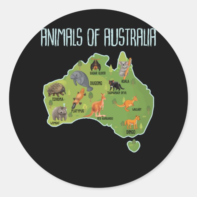 Adesivo Animais Da Austrália, Educativos Em Animais (Frente)