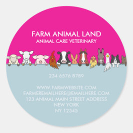 Adesivo Animais da Fazenda olhando para baixo rosa azul