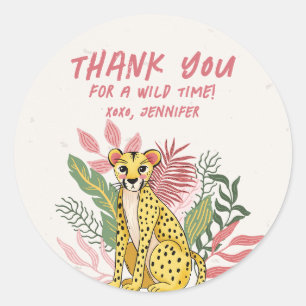 Adesivo Animais da Festa da Selva Cheetah Wild One Favor S