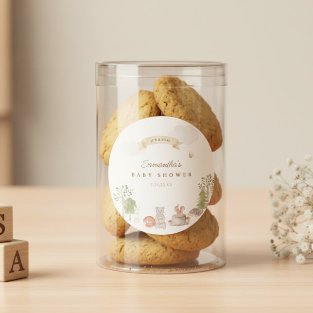 Adesivo Animais da Floresta Chá de Bebê (Woodland Baby Shower Sticker)