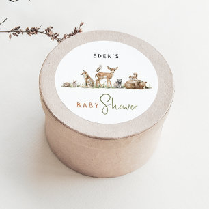 Adesivo Animais Da Floresta Chá de fraldas Com Nome Favor