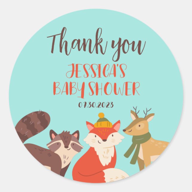 Adesivo Animais da Floresta de Outono Bebê Choveu (Frente)