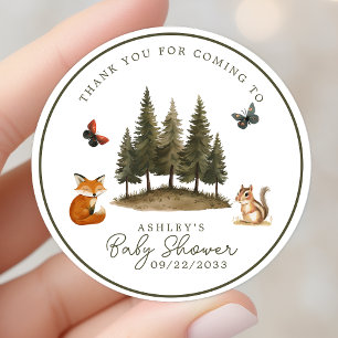 Adesivo Animais da Floresta Woodland Baby Shower Agradecim