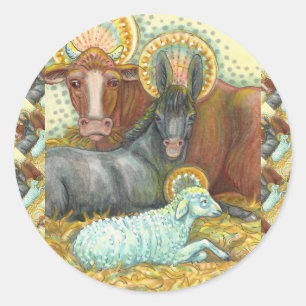 ADESIVO ANIMAIS DA NATIVIDADE NO ESTÁBULO, BOI, BURRO & OV