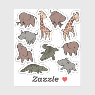 Adesivo Animais da Savana (Elefante, Girafa, Crocodilo & R