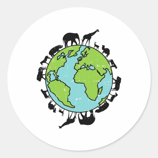 Adesivo Animais da Terra Ambiente de Conservação da Vida S (Frente)