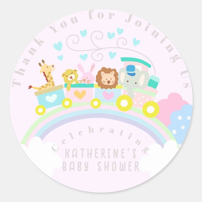 Adesivo Animais de Comboio Rosa (Frente)