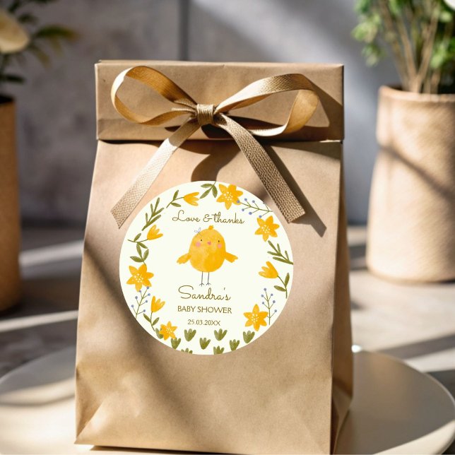 Adesivo Animais de criação de frango a favor dos chás de f (Chicken farm animals whimsical spring baby shower personalized favor stickers )