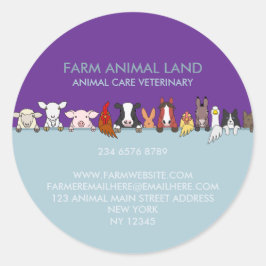 Adesivo Animais de Fazenda olhando para baixo roxo azul