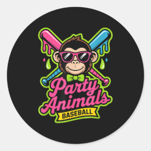 Adesivo Animais de festa de beisebol macaco engraçado slim