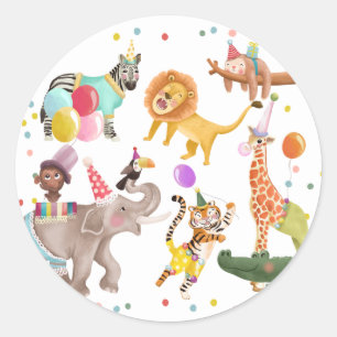 Adesivo Animais de Festa Safari Obrigado Aniversário