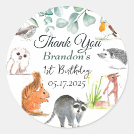 Adesivo Animais de Floresta Cura primeiro aniversario Selv