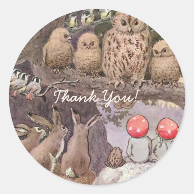 Adesivo Animais de floresta e crianças Elsa Beskow (Frente)