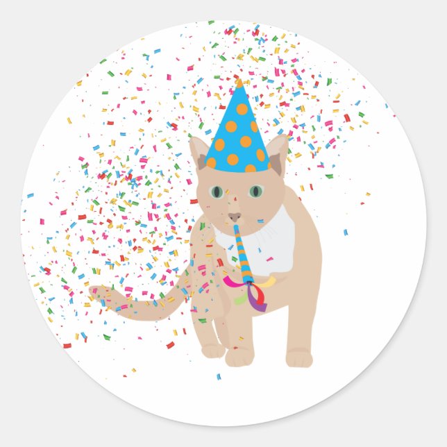 Adesivo Animais de Gato Engraçados Fazendo Festa (Frente)