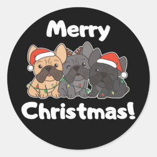 Adesivo Animais de Natal de Bulldog Franceses Clássicos Ca