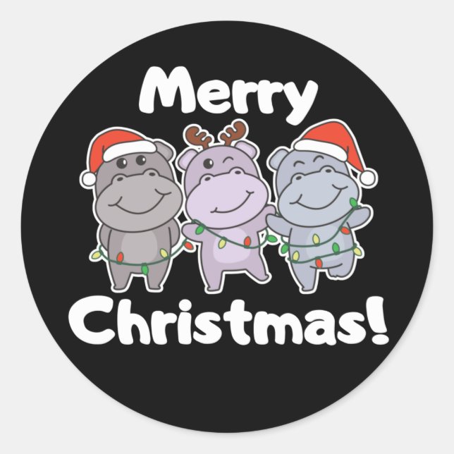 Adesivo Animais de Natal do Hippo Clássicos de Feliz Hippo (Frente)