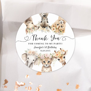 Adesivo Animais de Safari Menina Aniversário Clássico Redo
