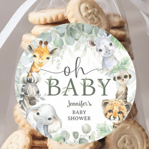 Adesivo Animais de Safári na Chuva Baby Shower Oh Bebê